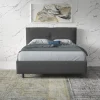 Garnero Arredamenti Letti Matrimoniali|Letti Matrimoniali-Letto 160x195cm matrimoniale imbottito con contenitore antracite Ardesia