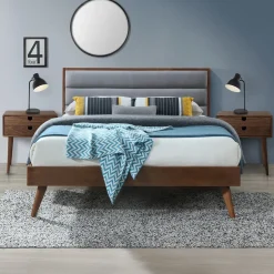 Garnero Arredamenti Letti Matrimoniali|Letti Matrimoniali-Letto 160x200cm matrimoniale in tessuto grigio noce Ebek