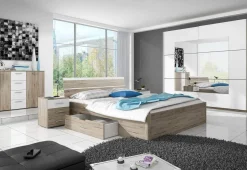 Garnero Arredamenti Letti Matrimoniali|Letti Matrimoniali-Letto 160x200cm matrimoniale moderno rovere bianco Copenhagen