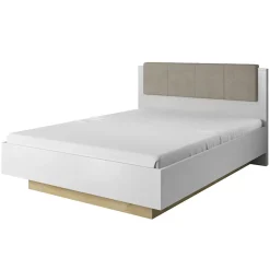 Garnero Arredamenti Letti Matrimoniali|Letti Matrimoniali-Letto 160x200cm matrimoniale moderno bianco rovere Noa