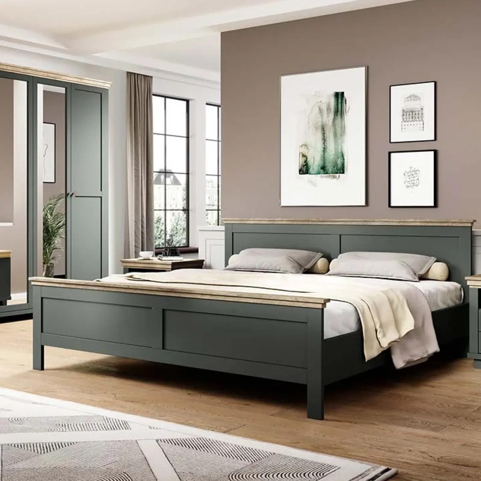 Garnero Arredamenti Letti Matrimoniali|Letti Matrimoniali-Letto 160x200cm matrimoniale moderno verde quercia Texel