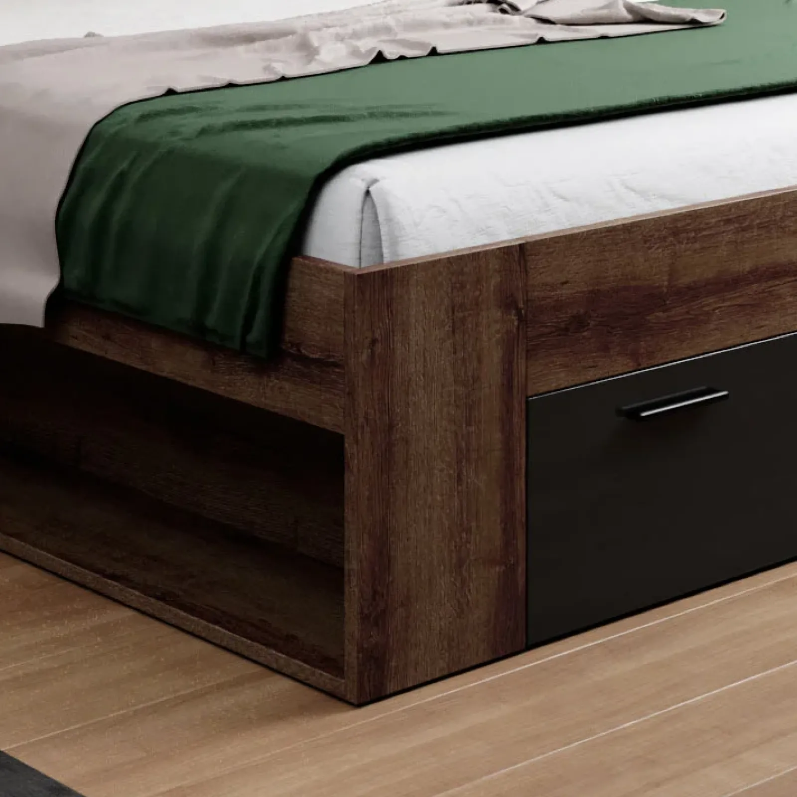 Garnero Arredamenti Letti Oversize-Letto 180x200cm matrimoniale oversize contenitore rovere nero opaco Lisbona Gihome®