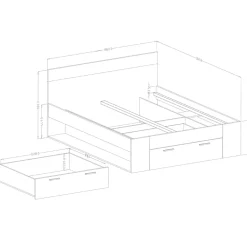 Garnero Arredamenti Letti Oversize-Letto 180x200cm matrimoniale oversize contenitore rovere nero opaco Lisbona Gihome®