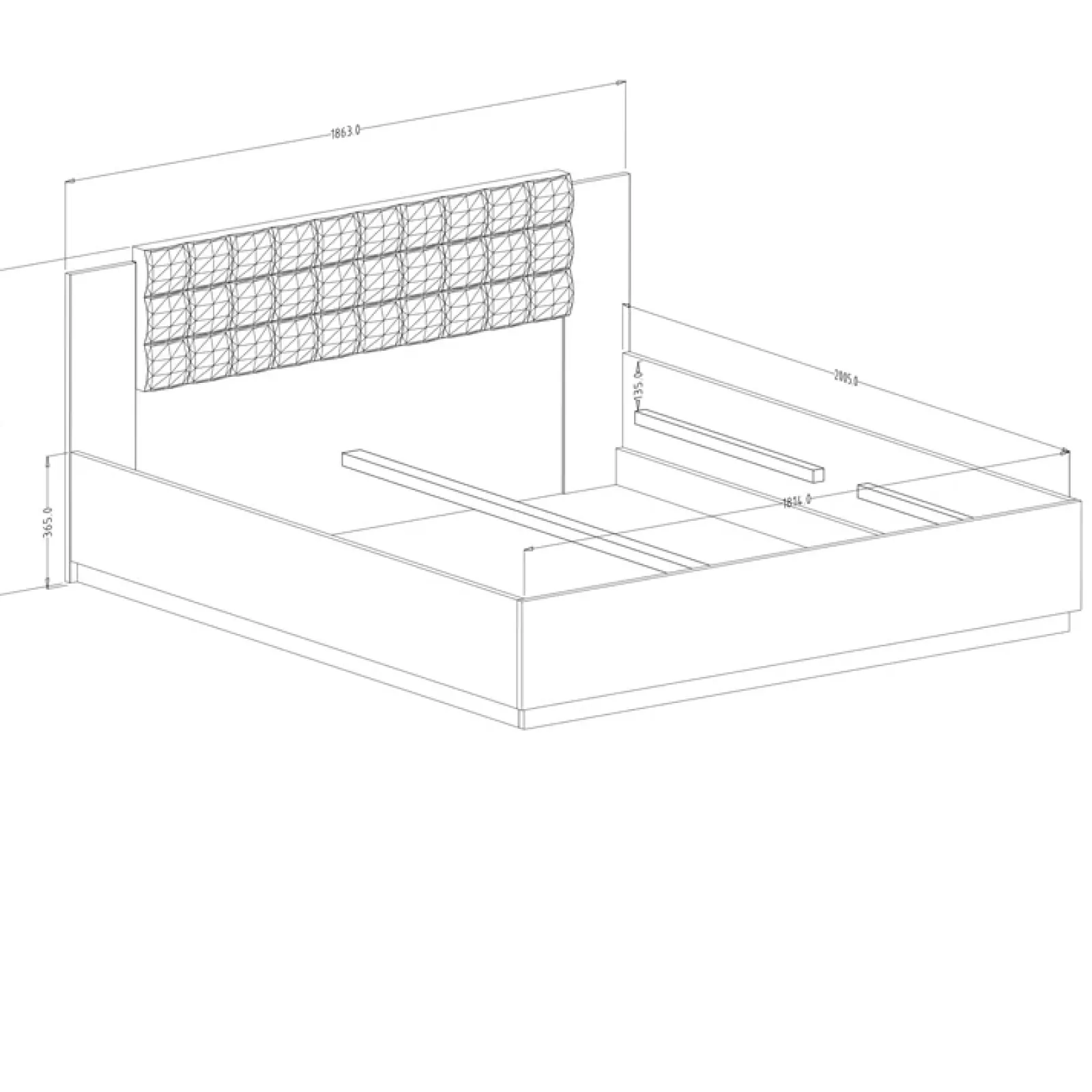 Garnero Arredamenti Letti Oversize-Letto 180x200cm matrimoniale oversize quercia scuro nero Vulcano Noce