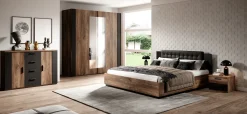 Garnero Arredamenti Letti Oversize-Letto 180x200cm oversize matrimoniale rovere scuro nero Vulcano Rovere Rustico