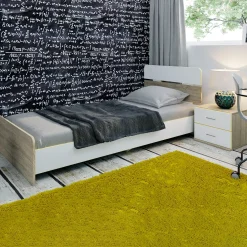 Garnero Arredamenti Letti Singoli|Letti Per Bambini E Ragazzi-Letto 90x200cm singolo contenitore con comodino rovere bianco giallo Pietro Gihome®