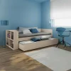 Garnero Arredamenti Letti Per Cameretta|Letti Singoli-Letto 90x200cm singolo estraibile con libreria reversibile rovere Claudio
