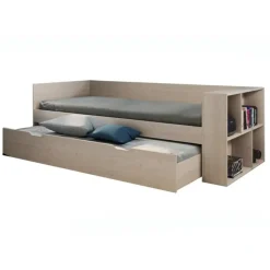 Garnero Arredamenti Letti Per Cameretta|Letti Singoli-Letto 90x200cm singolo estraibile con libreria reversibile rovere Claudio