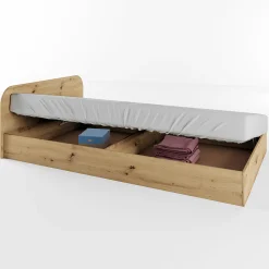Garnero Arredamenti Letti Per Cameretta|Letti Per Bambini E Ragazzi-Letto 120x190cm una piazza e mezza contenitore Carducci Rovere Rustico