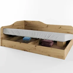 Garnero Arredamenti Letti Per Bambini E Ragazzi|Letti Per Bambini E Ragazzi-Letto 120x190cm una piazza e mezza contenitore stile Alex Gihome® Rovere Rustico