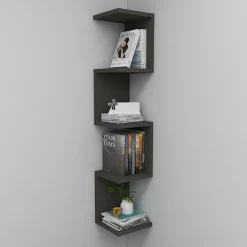 Garnero Arredamenti Mensole E Pensili|Mensole E Pensili-Libreria angolare da parete 22x111h cm con ripiani Reale Antracite