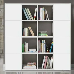 Garnero Arredamenti Librerie Ufficio|Librerie-Libreria componibile 175x175h cm moderna bianco frassinato Kubic 07