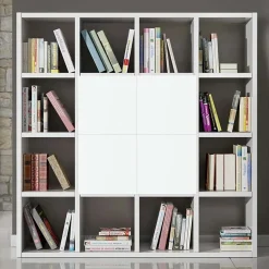 Garnero Arredamenti Librerie Ufficio|Librerie-Libreria componibile 175x175h cm moderna bianco frassinato Kubic 13