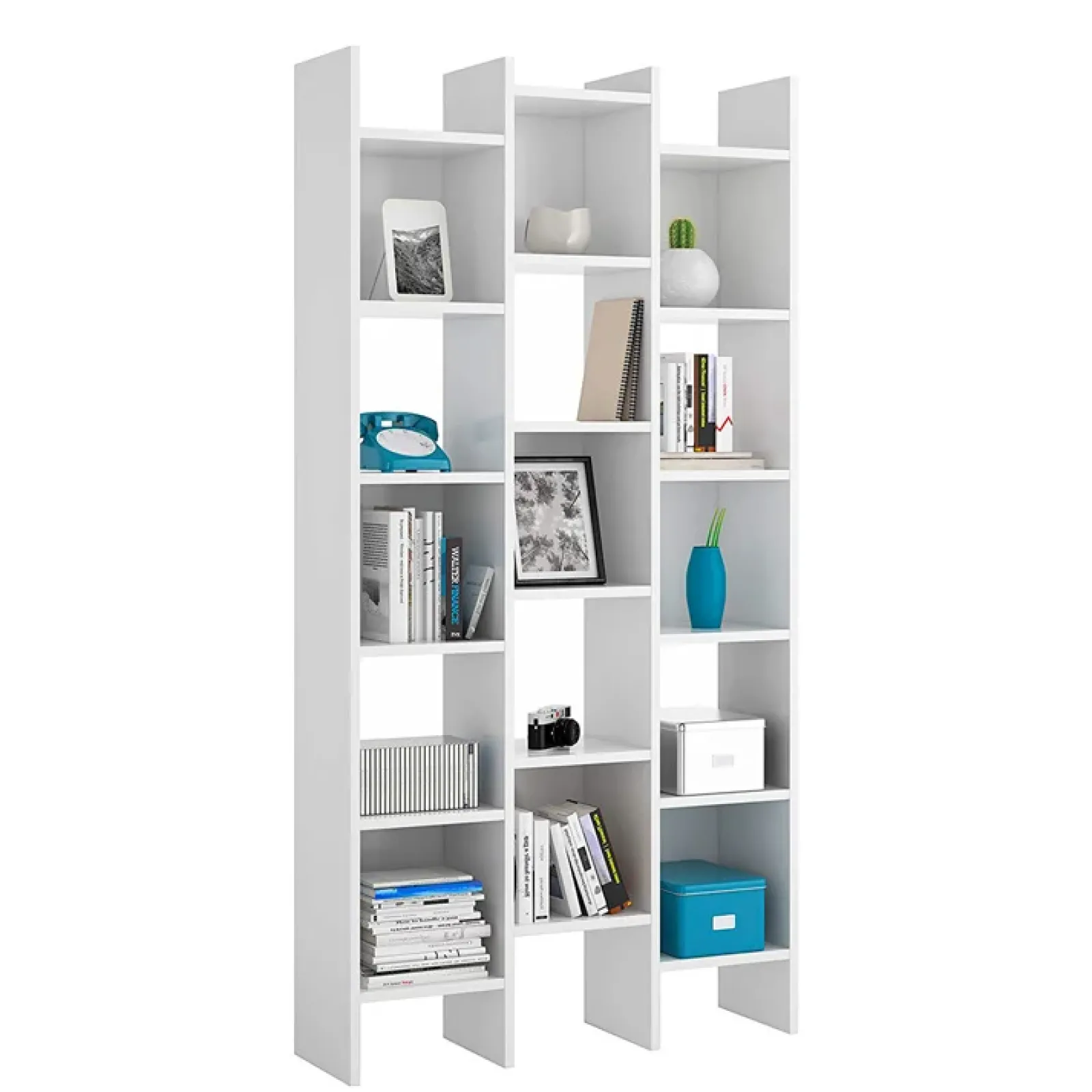 Garnero Arredamenti Librerie Ufficio|Librerie-Libreria da parete scaffale 384x192h cm moderna bianco opaco Jasmine