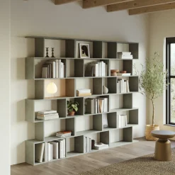Garnero Arredamenti Librerie Ufficio|Librerie-Libreria da parete 240x192h cm moderna design Amira 3 Cemento