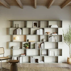 Garnero Arredamenti Librerie Ufficio|Librerie-Libreria da parete 240x192h cm moderna design Amira 3 Cemento