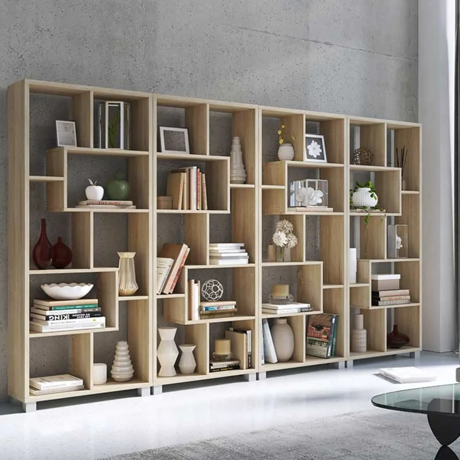 Garnero Arredamenti Librerie|Librerie-Libreria da parete 274x161h cm moderna soggiorno Eliza Rovere