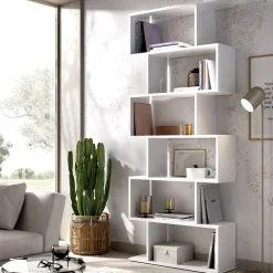 Garnero Arredamenti Librerie Ufficio|Librerie-Libreria da parete 320x192h cm moderna soggiorno Amira Bianco Opaco