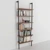 Garnero Arredamenti Librerie|Librerie-Libreria da parete 60x183h cm con ripiani  industrial  noce metallo nero Biak
