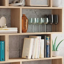 Garnero Arredamenti Librerie Ufficio|Librerie-Libreria da parete 160x192h cm moderna chiaro Amira 2 Rovere