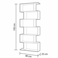 Garnero Arredamenti Librerie Ufficio|Librerie-Libreria da parete 80x192h cm soggiorno design Zaira Cemento