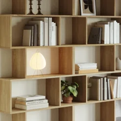 Garnero Arredamenti Librerie Ufficio|Librerie-Libreria da parete 240x192h cm moderna soggiorno chiaro Amira 3 Rovere