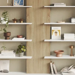 Garnero Arredamenti Librerie Ufficio|Librerie-Libreria da parete 270x180h cm moderna soggiorno rovere bianco Biblio Aline 3 Bianco Opaco - Rovere