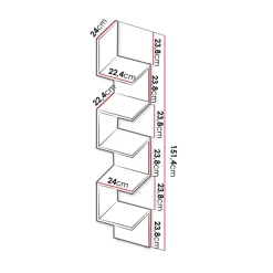 Garnero Arredamenti Librerie Ufficio|Librerie-Libreria da parete 24x151h cm 5 ripiani a giorno moderna bianco Siri