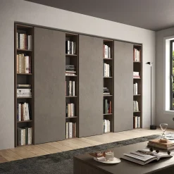Garnero Arredamenti Librerie|Librerie-Libreria da parete 274x186h cm moderna marrone rovere scuro Sunset 89