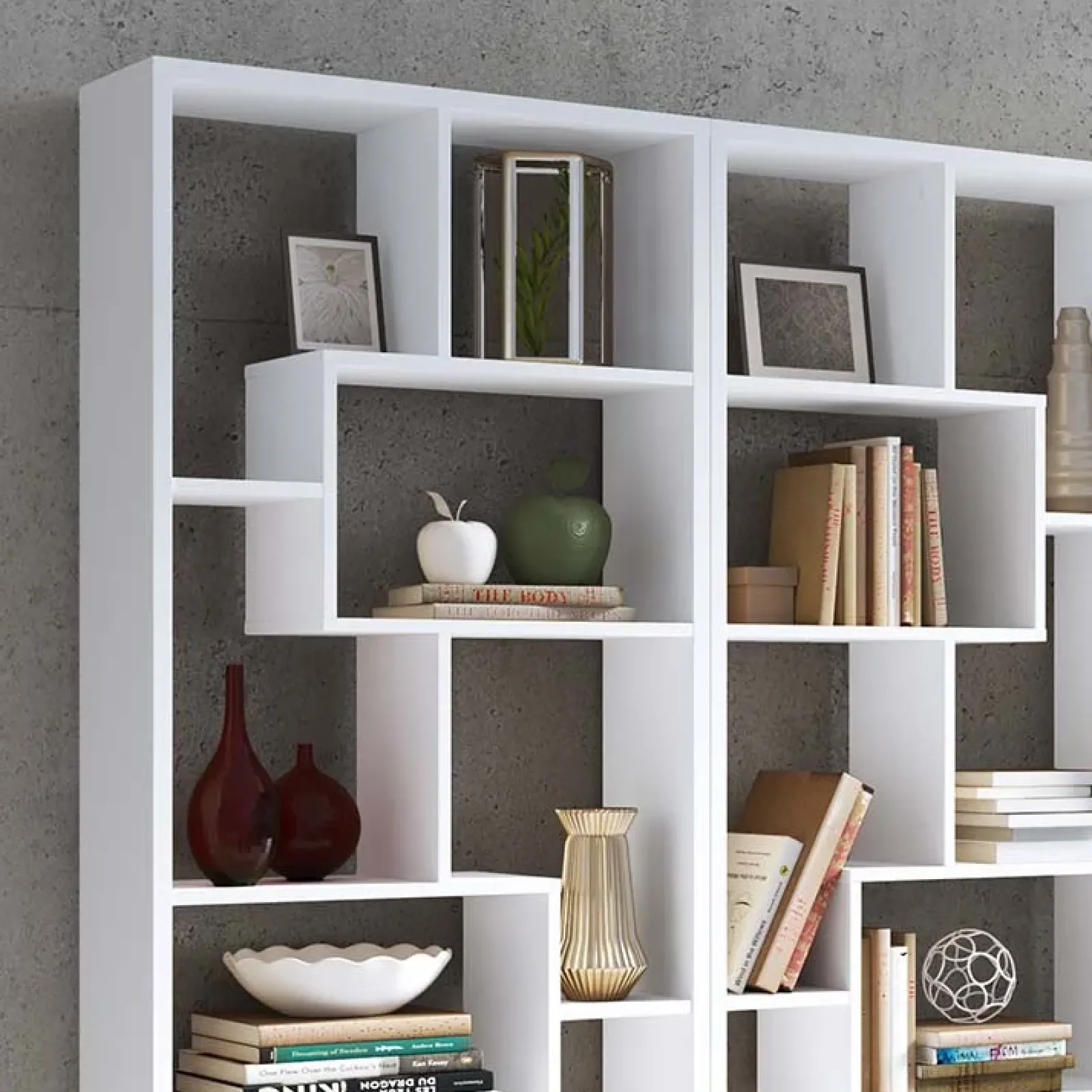 Garnero Arredamenti Librerie|Librerie-Libreria da parete 274x161h cm moderna soggiorno Eliza Bianco Frassinato