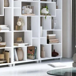 Garnero Arredamenti Librerie|Librerie-Libreria da parete 274x161h cm moderna soggiorno Eliza Bianco Frassinato
