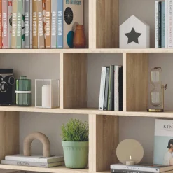 Garnero Arredamenti Librerie Ufficio|Librerie-Libreria da parete 320x192h cm moderna soggiorno chiaro Amira Rovere