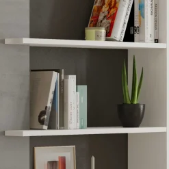 Garnero Arredamenti Librerie Ufficio|Librerie-Libreria da parete 360x180h cm soggiorno bianco opaco cemento Aline Bianco Opaco - Cemento
