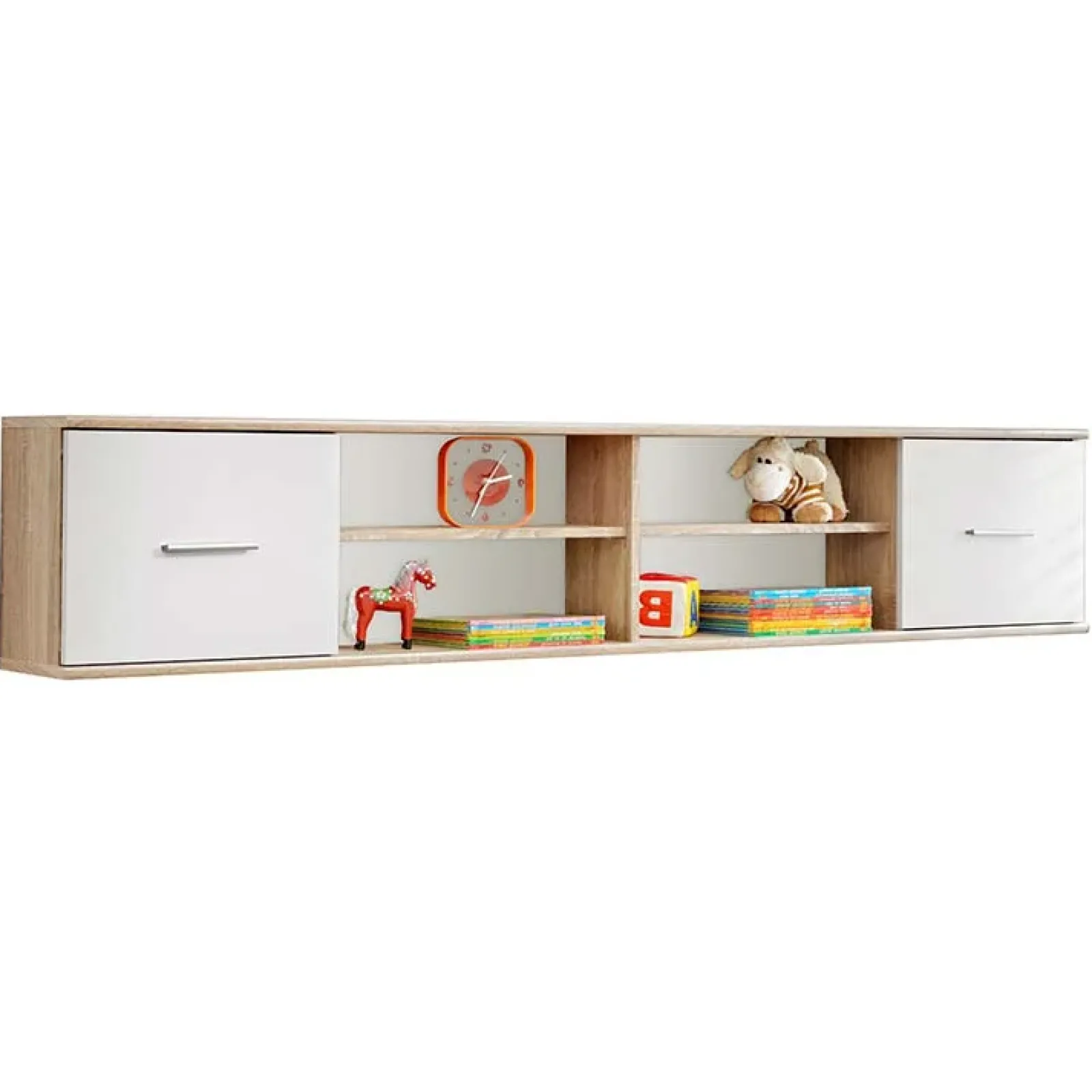 Garnero Arredamenti Librerie|Librerie-Libreria sospesa 204x39h cm moderna quercia sonoma bianco opaco Ciak