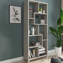 Garnero Arredamenti Librerie Ufficio|Librerie-Libreria verticale 69x161h cm reversibile moderna Eliza Cemento