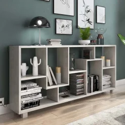 Garnero Arredamenti Librerie Ufficio|Librerie-Libreria verticale 69x161h cm reversibile moderna Eliza Cemento