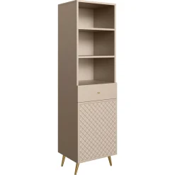 Garnero Arredamenti Librerie|Librerie-Libreria 50x177h cm 1 anta 3 vani 1 cassetto con frontali decorati Simona Beige