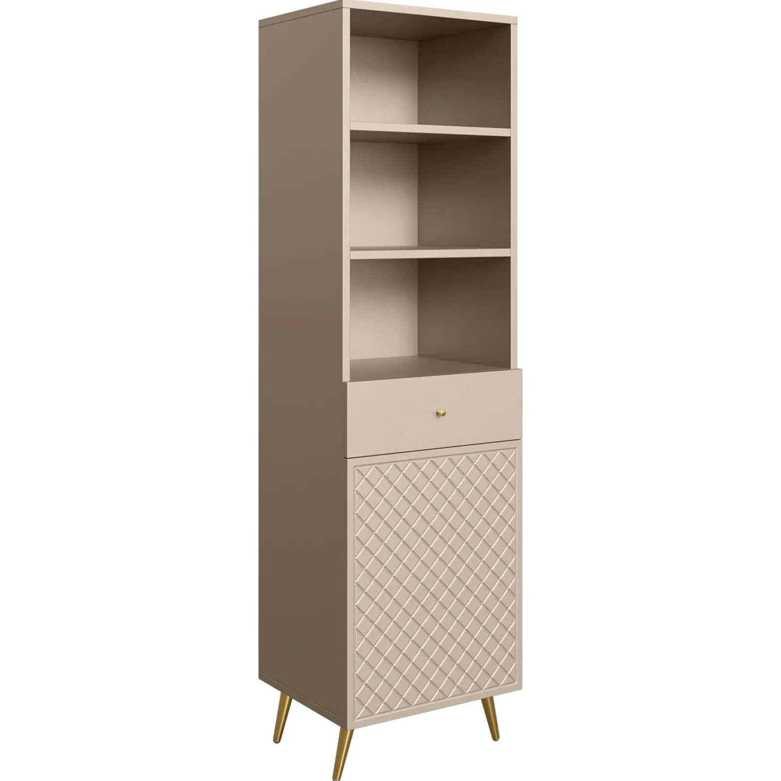 Garnero Arredamenti Librerie|Librerie-Libreria 50x177h cm 1 anta 3 vani 1 cassetto con frontali decorati Simona Beige