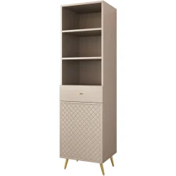 Garnero Arredamenti Librerie|Librerie-Libreria 50x177h cm 1 anta 3 vani 1 cassetto con frontali decorati Simona Beige