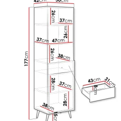 Garnero Arredamenti Librerie|Librerie-Libreria 50x177h cm 1 anta 3 vani 1 cassetto con frontali decorati Simona Beige