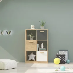 Garnero Arredamenti Armadio Cameretta-Libreria 80x120h cm 3 ante cameretta rovere antracite bianco Chiaretto