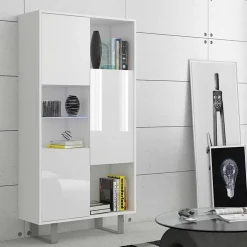 Garnero Arredamenti Librerie Ufficio|Librerie-Libreria 80x165h cm 3 ante design moderna bianco opaco e lucido Star