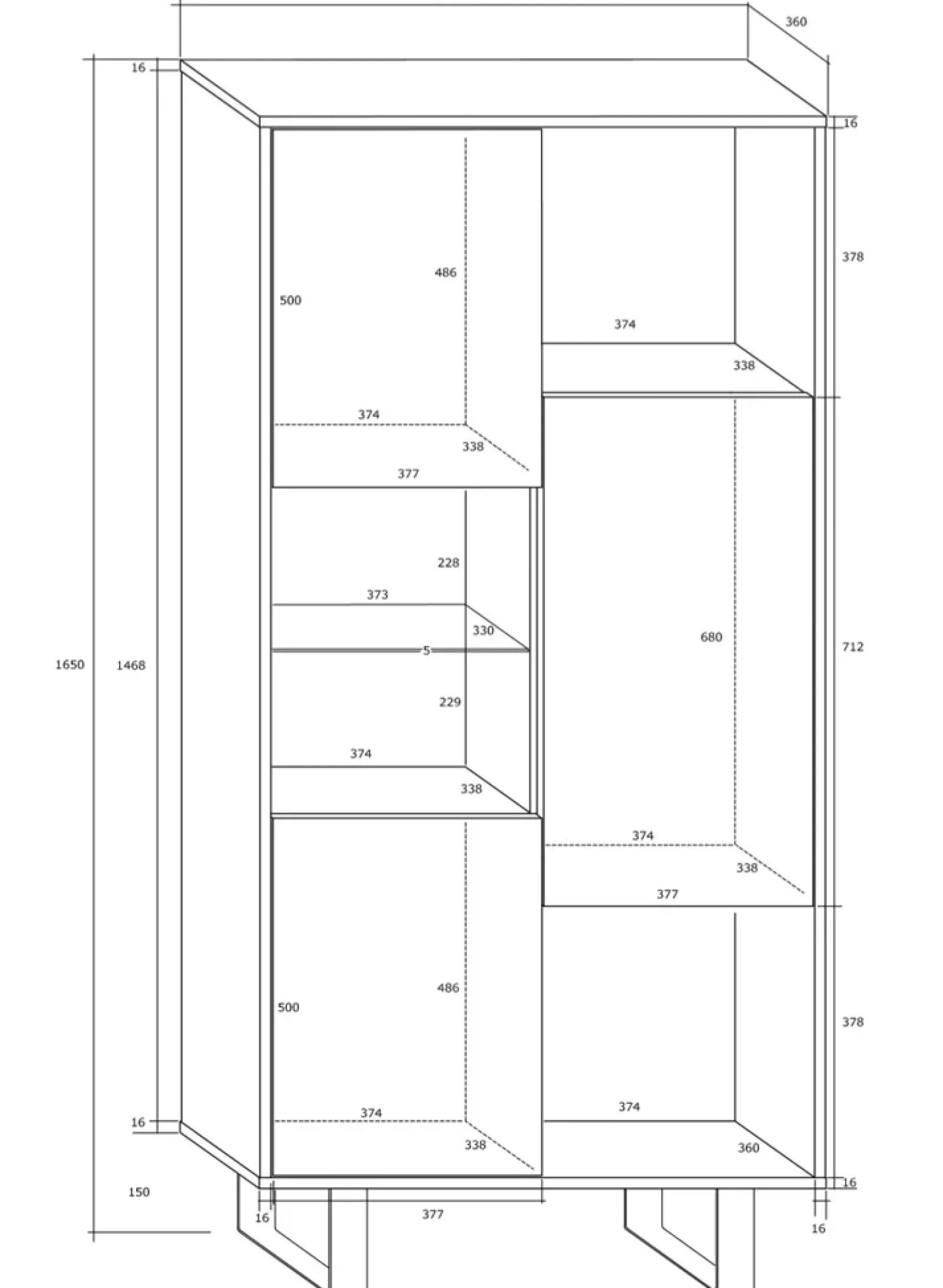 Garnero Arredamenti Librerie Ufficio|Librerie-Libreria 80x165h cm 3 ante design moderna bianco opaco e lucido Star