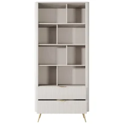Garnero Arredamenti Librerie|Librerie-Libreria 88x194h cm 2 cassetti 8 vani a giorno cannettato Ramis Beige
