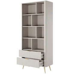Garnero Arredamenti Librerie|Librerie-Libreria 88x194h cm 2 cassetti 8 vani a giorno cannettato Ramis Beige