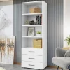 Garnero Arredamenti Librerie Ufficio|Librerie-Libreria 63x190h cm 3 cassetti design moderno bianco Pastello