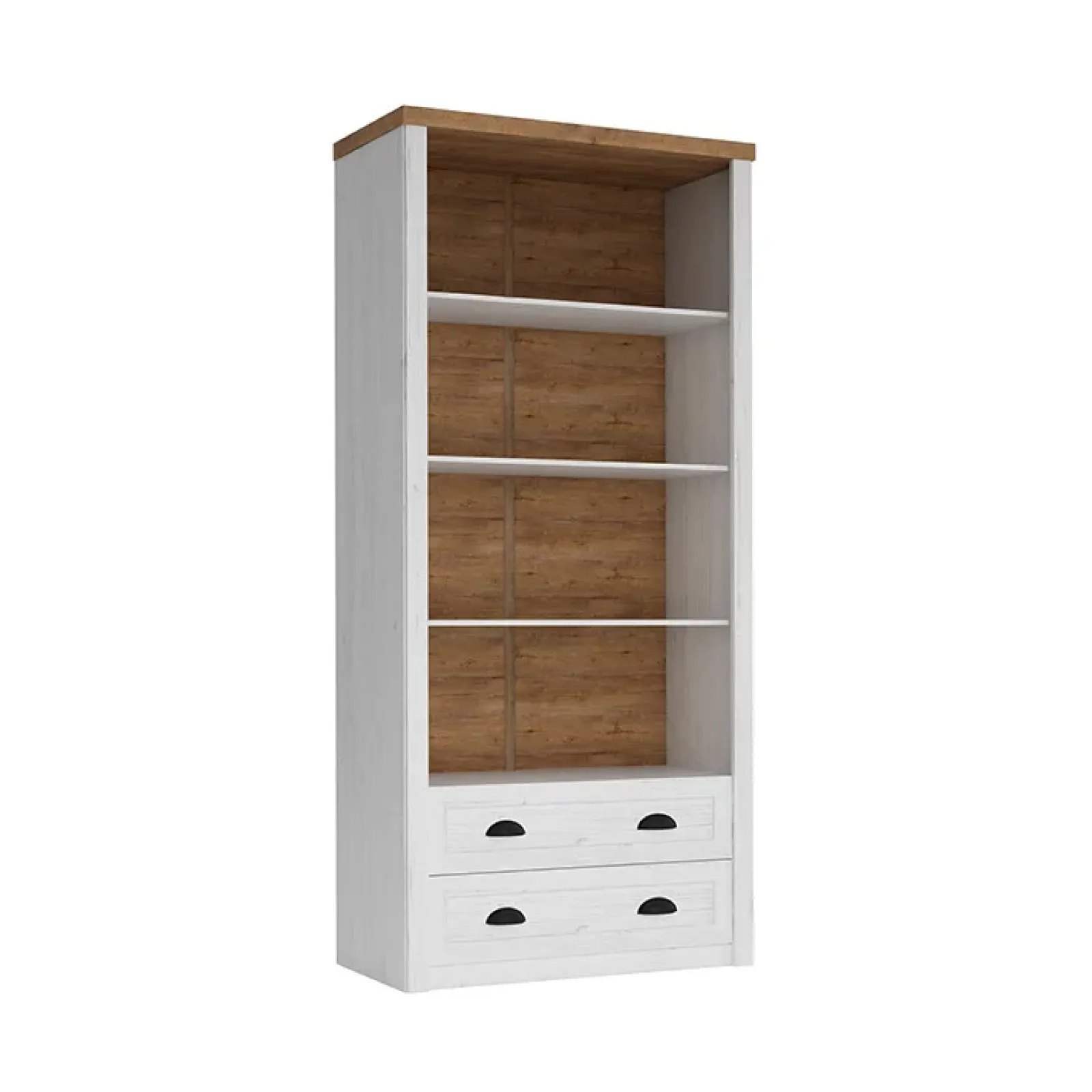 Garnero Arredamenti Librerie Ufficio|Librerie-Libreria 90x198h cm 4 ripiani 2 cassetti bianco frassinato rovere Provenza