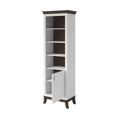 Garnero Arredamenti Librerie Ufficio|Librerie-Libreria 66x207h cm 4  ripiani moderna bianco lucido rovere scuro Umag Bianco Lucido - Wengè