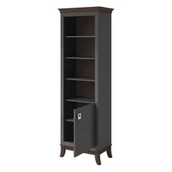 Garnero Arredamenti Librerie Ufficio|Librerie-Libreria 66x207h cm 4  ripiani moderna antracite lucido rovere scuro Umag Antracite - Wengè