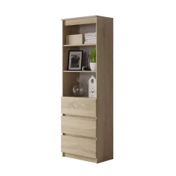 Garnero Arredamenti Librerie|Librerie-Libreria 60x180h cm 3 vani a giorno 3 cassetti moderna Sterling Rovere